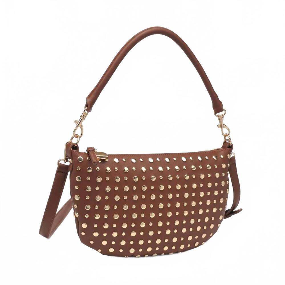 NEW URBAN EXPRESSIONS women's jordan studded convertible shoulder bag in chocola